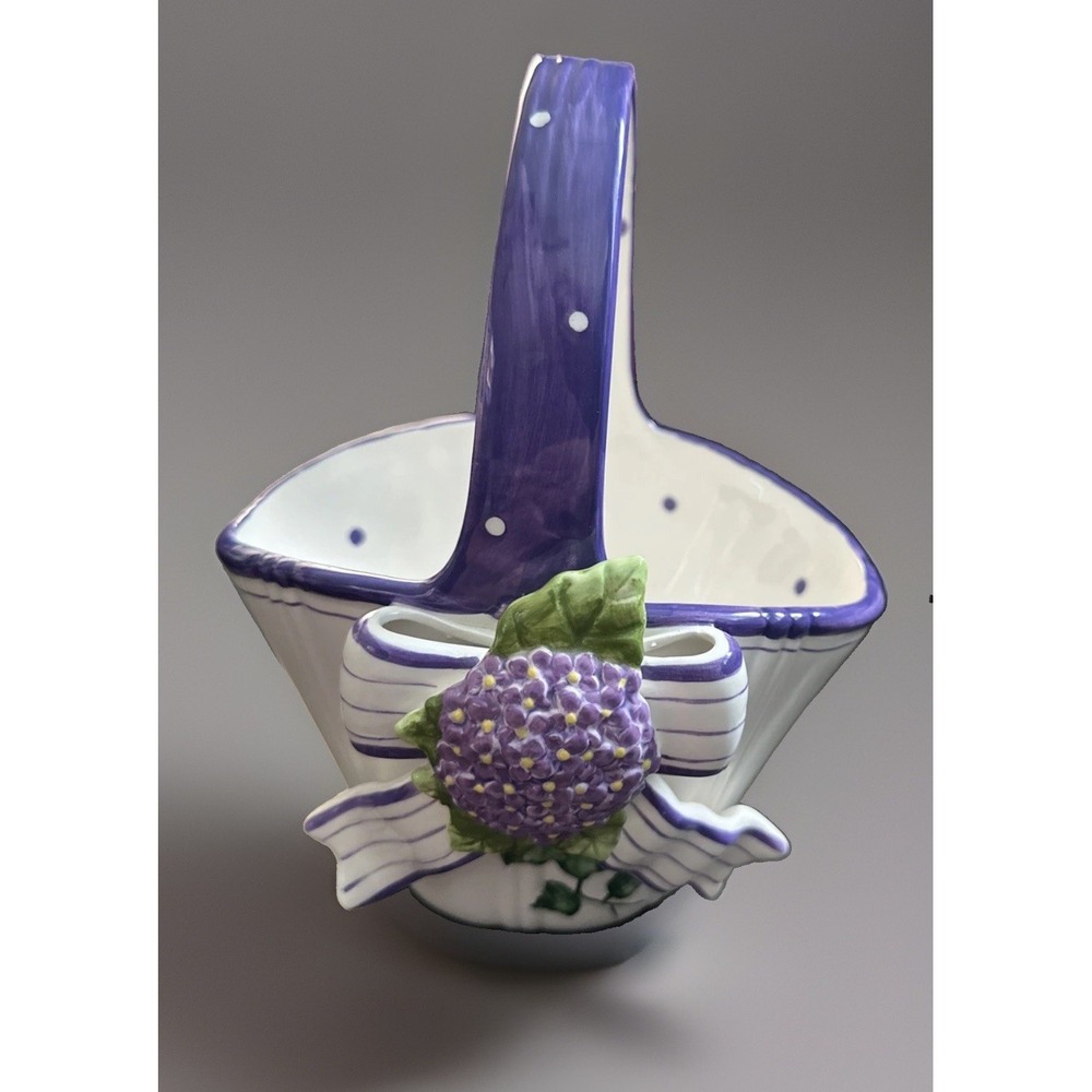 Bella Casa by Ganz Decorative Basket Floral Bow Handles Oval 8" 6"x6.5"
